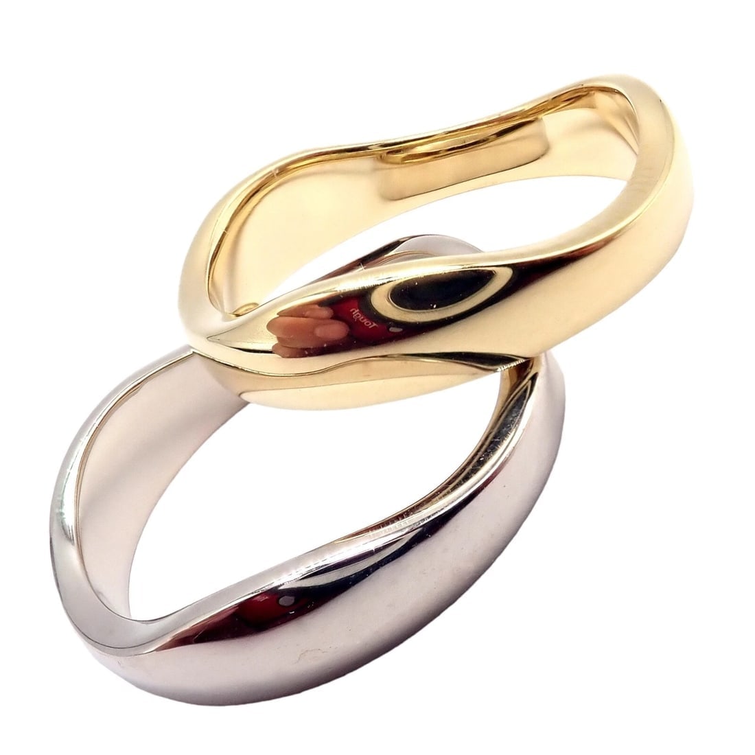 Authentic! Cartier 18k Yellow + White Gold Two Stacking Puzzle Band Ring Size 50 - 6