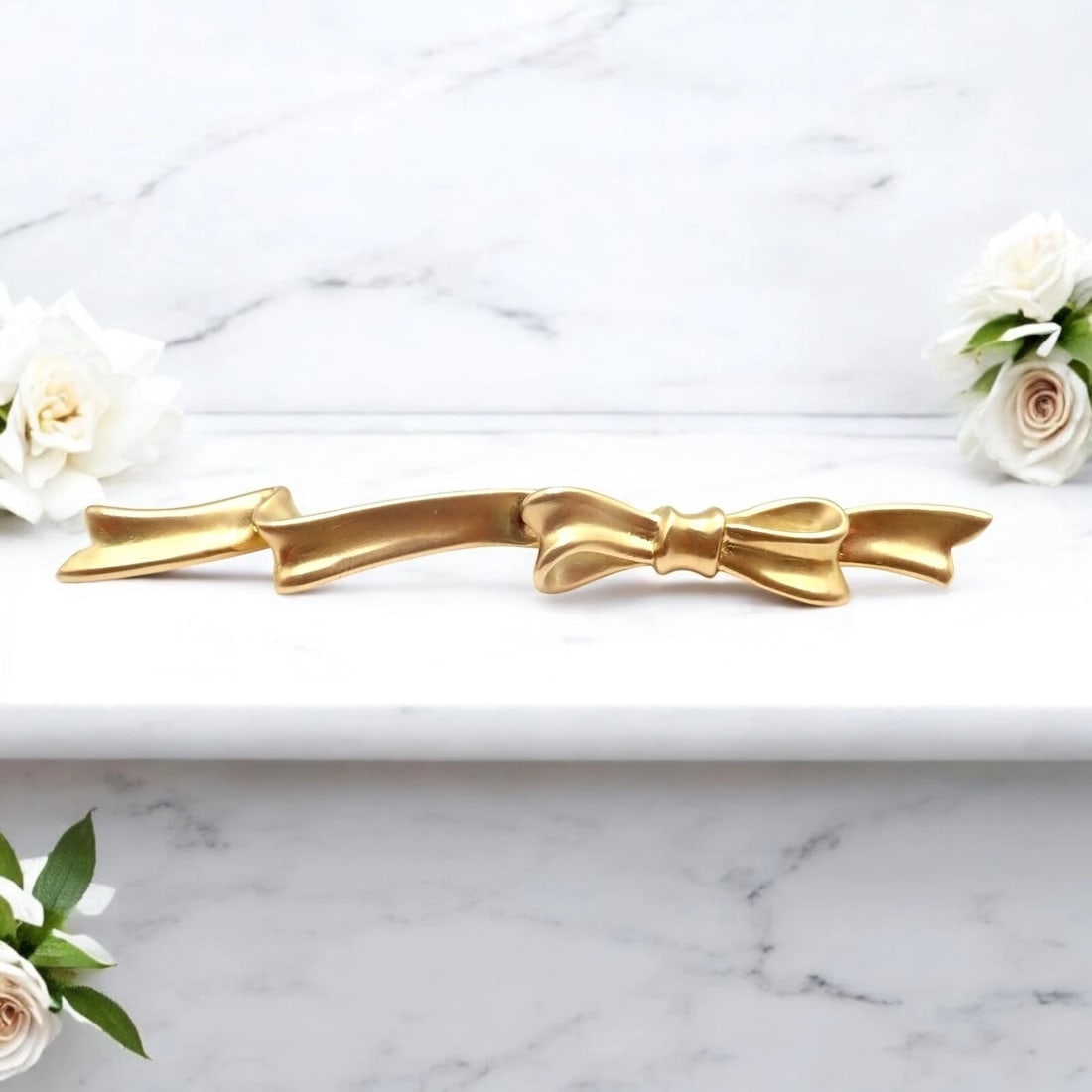 Authentic! Angela Cummings 18k Yellow Gold Long Ribbon Bow Pin Brooch 1984 (1 of 9)