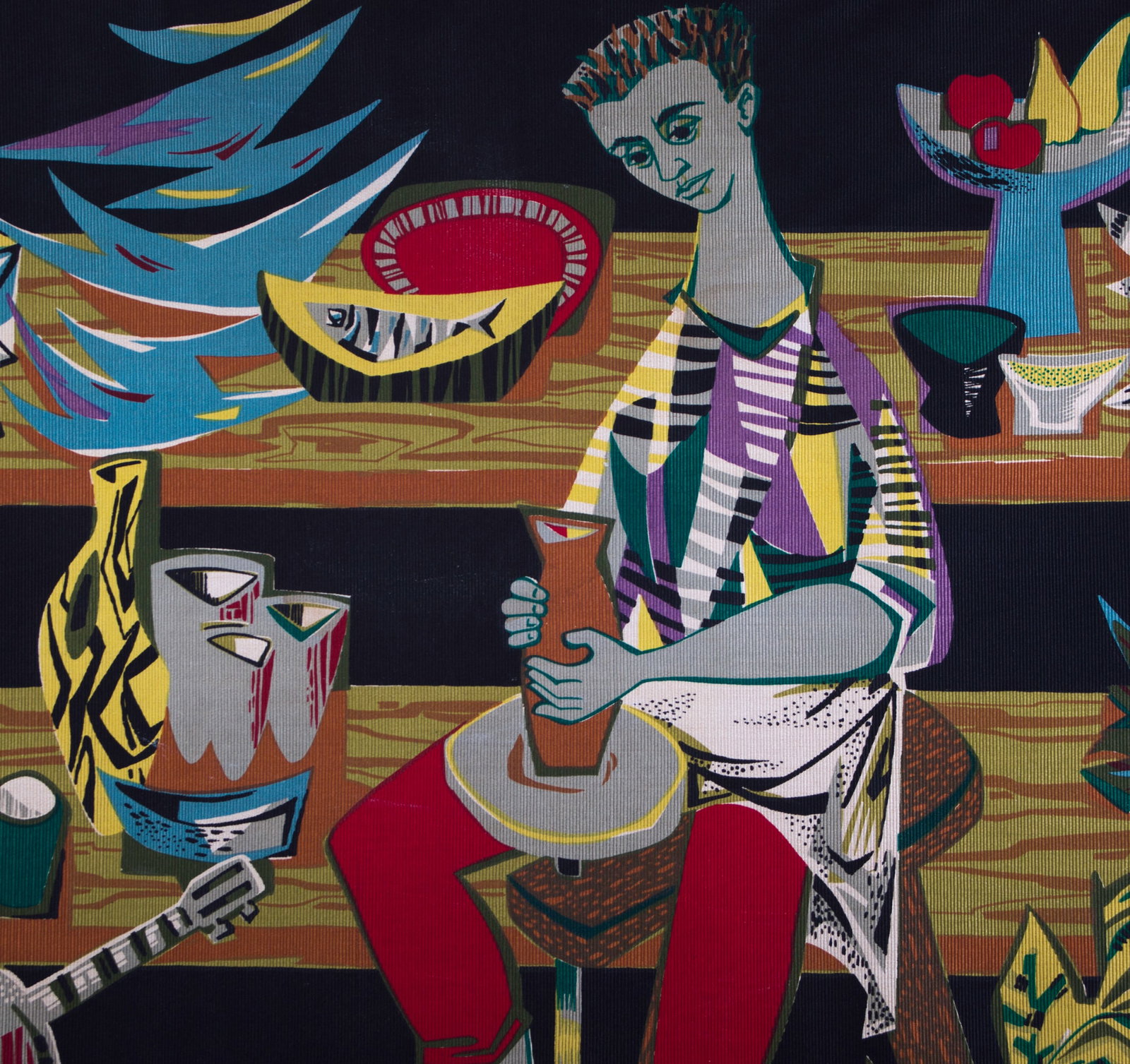 Home / FRENCH TAPESTRY Debieve MODERNIST AUBUSSON Robert Four The potter - 3