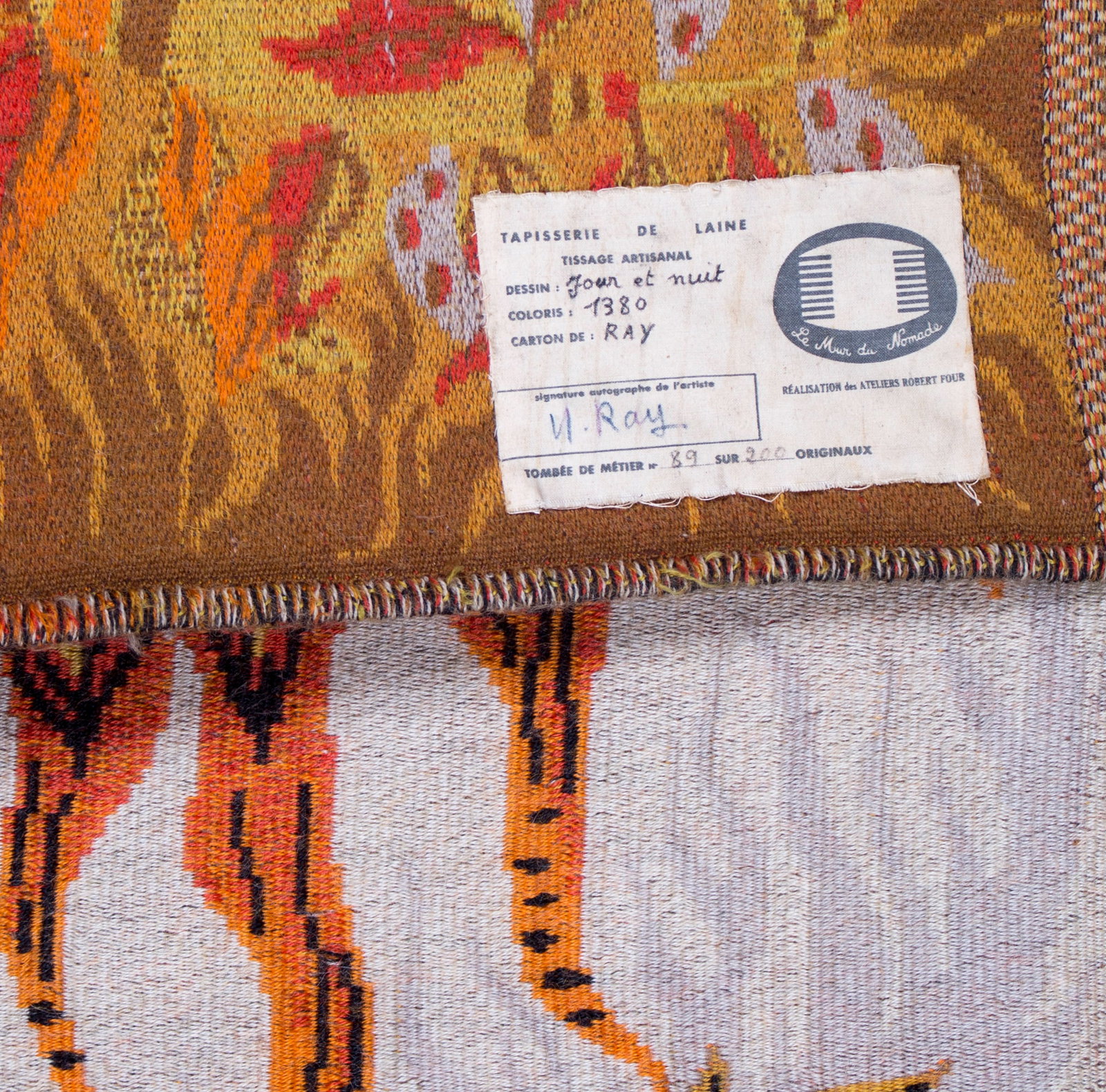 Home / RAY Michèle cartonnier for ROBERT FOUR "night and day " Aubusson tapestry - 5