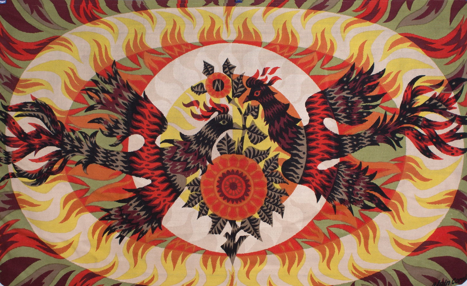 Home / FRENCH silkscreen TAPESTRY ALAIN CORNIC ROBERT FOUR AUBUSSON MIDCENTURY - 4