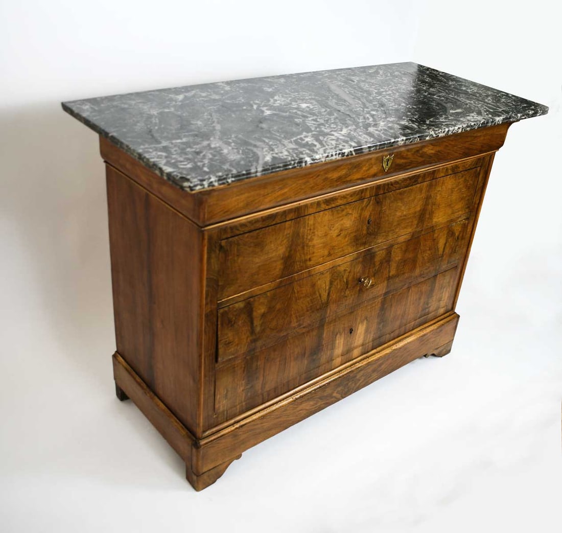 Home / FRENCH ANTIQUE CHEST OF DRAWERS 1850 LOUIS PHILIPPE Book matched Walnut Veneer - 5