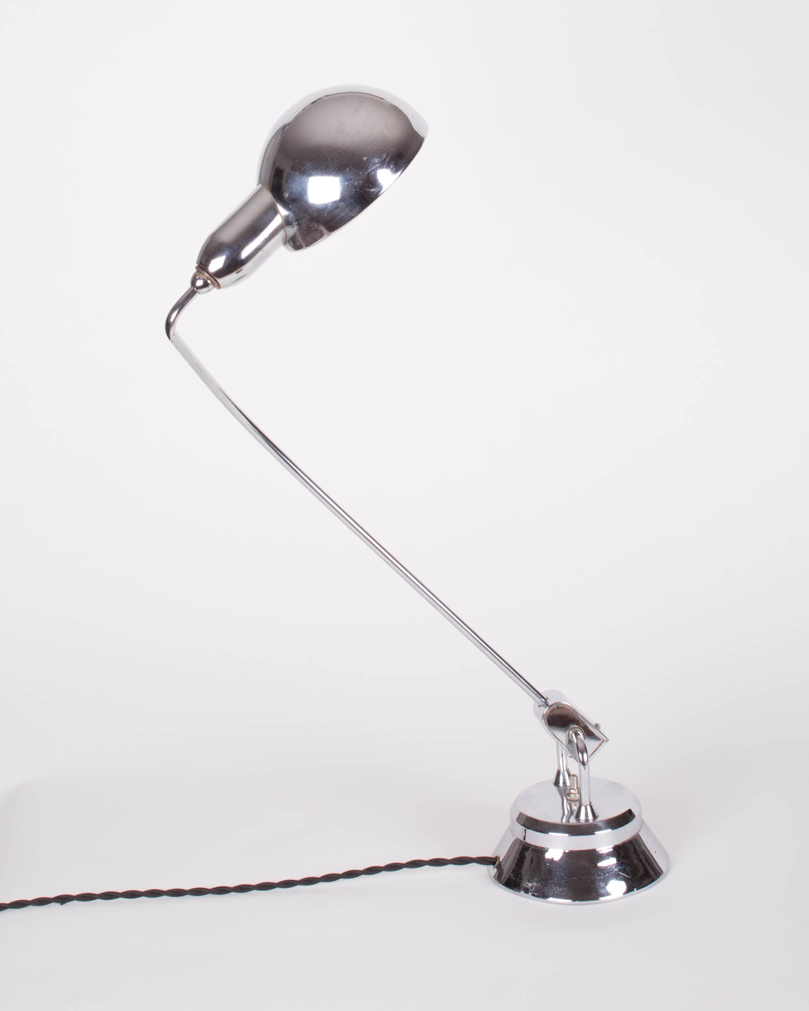 Home / Prench modernist Long Neck Jumo task lamp Perriand ( chromed base ): Prench modernist Long Neck Jumo task lamp Perriand ( chromed base ) Reserve: $420.00 Shipping:Domestic: Flat-rate of $85.00 to anywhere within the contiguous U.S.International: Foreign
