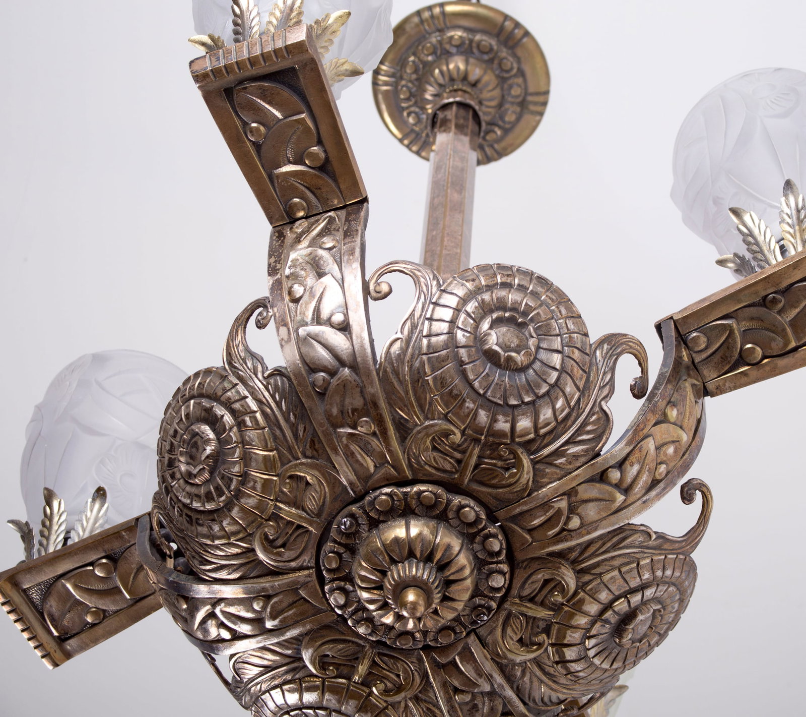 Home / FRENCH Art Deco CHANDELIER Brass nickeled plated Degue - 3