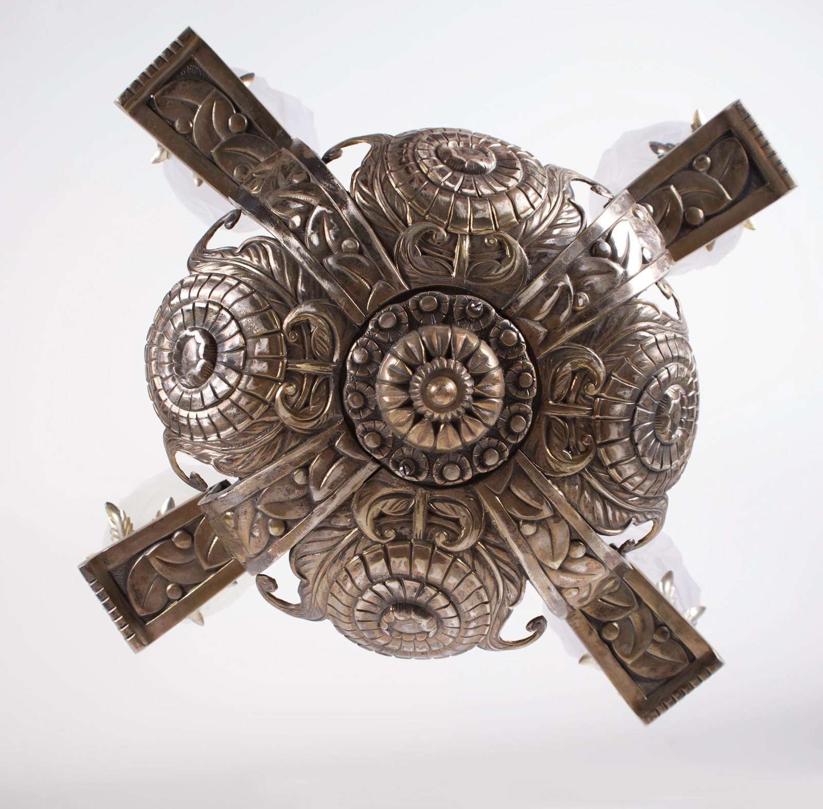 Home / FRENCH Art Deco CHANDELIER Brass nickeled plated Degue - 6