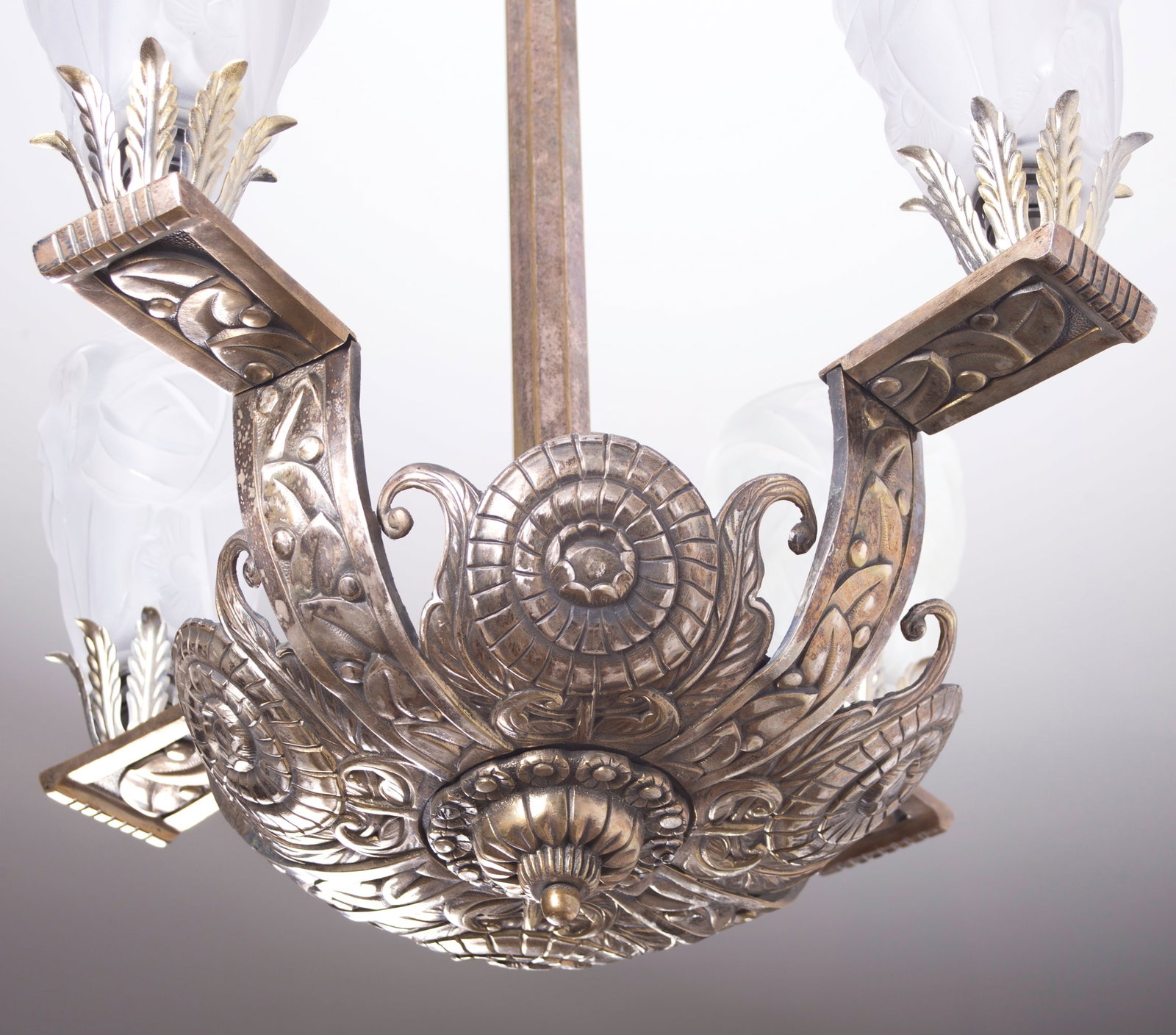Home / FRENCH Art Deco CHANDELIER Brass nickeled plated Degue - 9