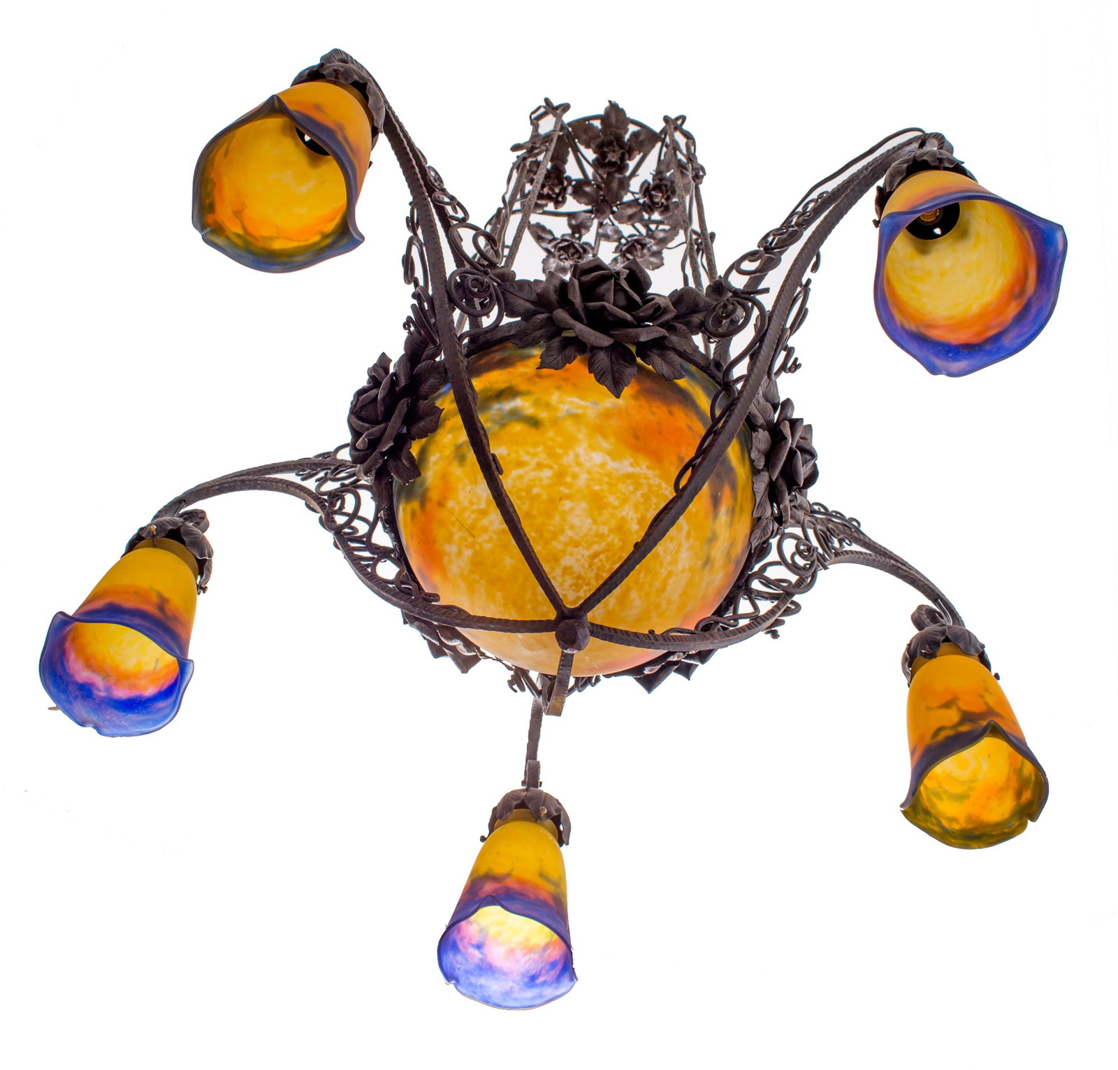 Home / French Art-Deco marmoreal Chandelier Muller Freres grande verrerie de Croismar - 2