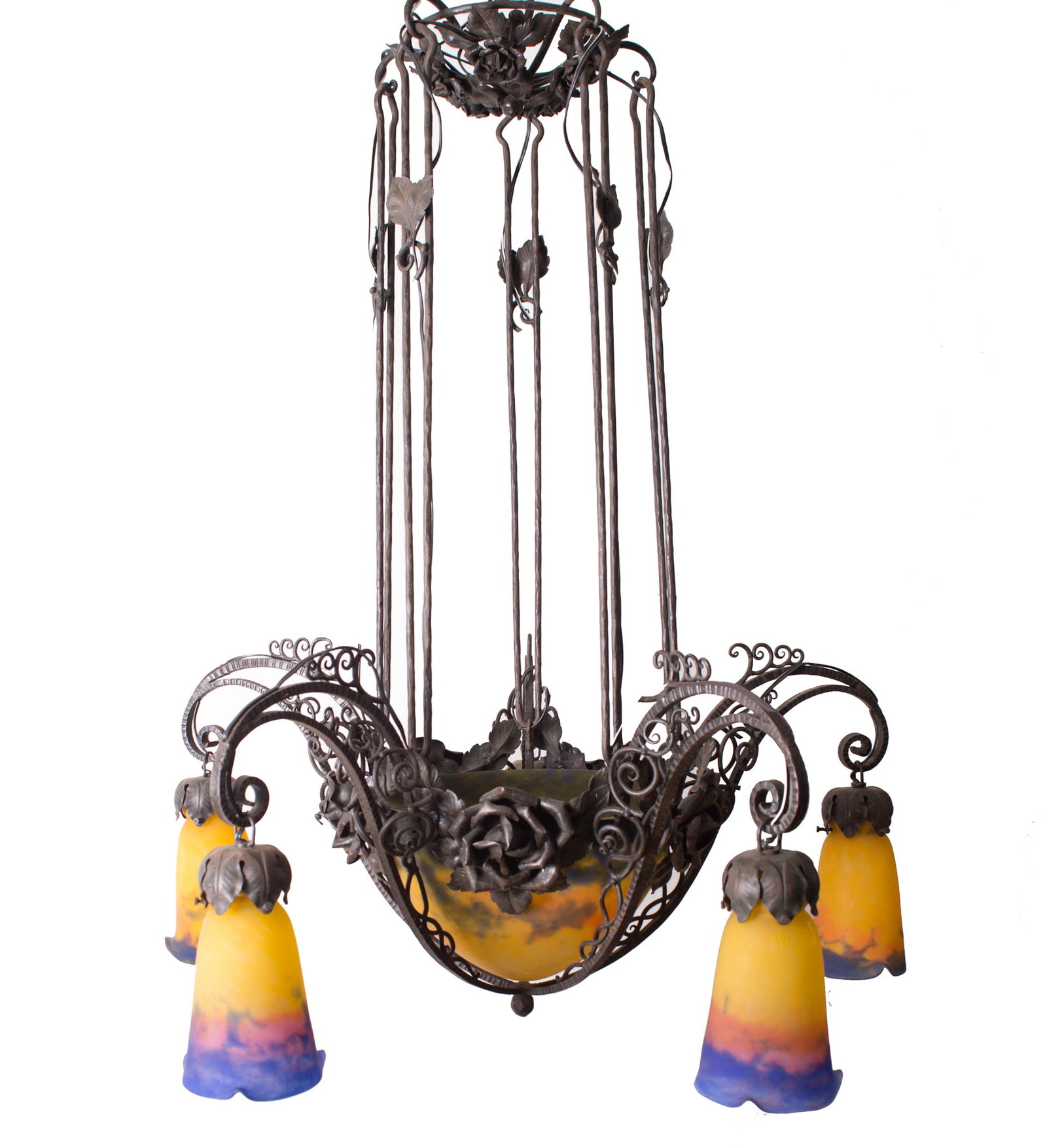 Home / French Art-Deco marmoreal Chandelier Muller Freres grande verrerie de Croismar - 5