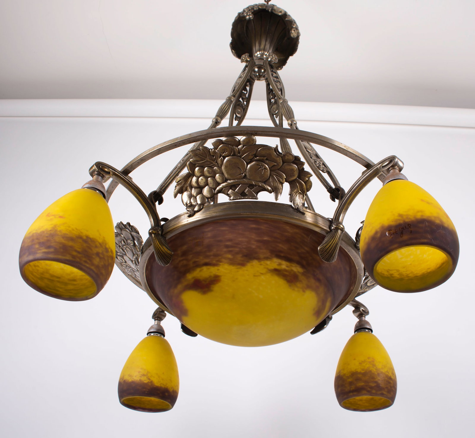 Home / FRENCH Art-Deco Chandelier 4 lights Degue David Guéron brass frame - 2