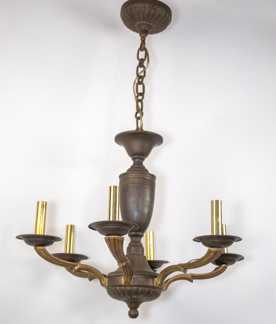 Home / FRENCH Art Deco CHANDELIER Brass and bronze Sue et Mare - 4