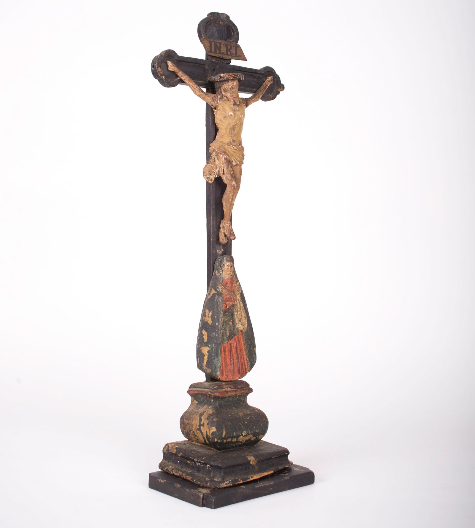 Home / French early 18th Century Carved And Painted Wooden Crucifix - 4