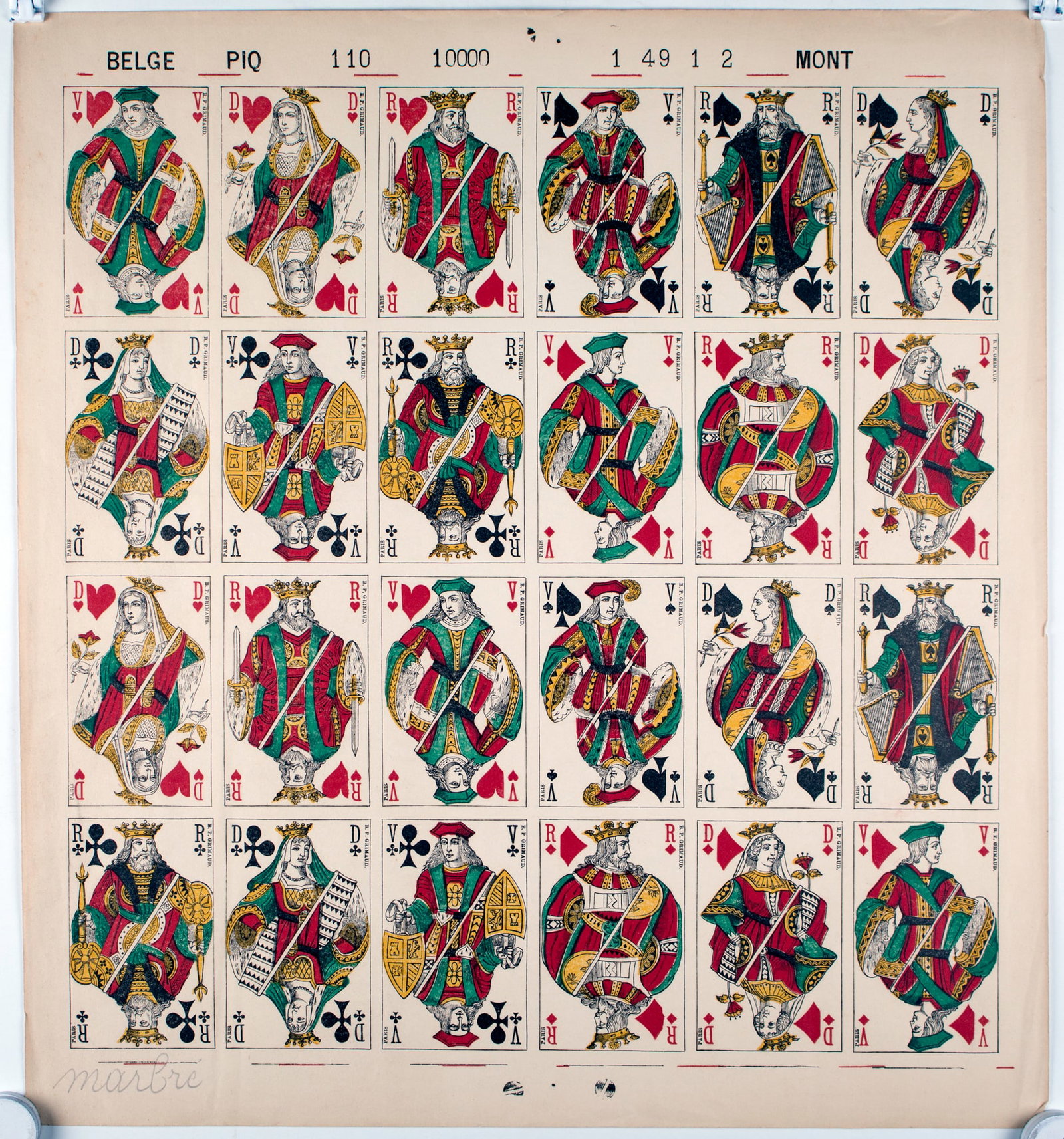 Home / Uncut sheet playing card French suite Grimaud - 2