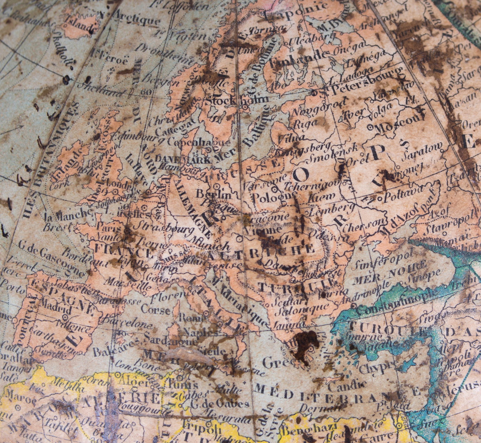 Home / 1870 Berteaux French antique terrestrial globe 7 " Delamarche successor - 3