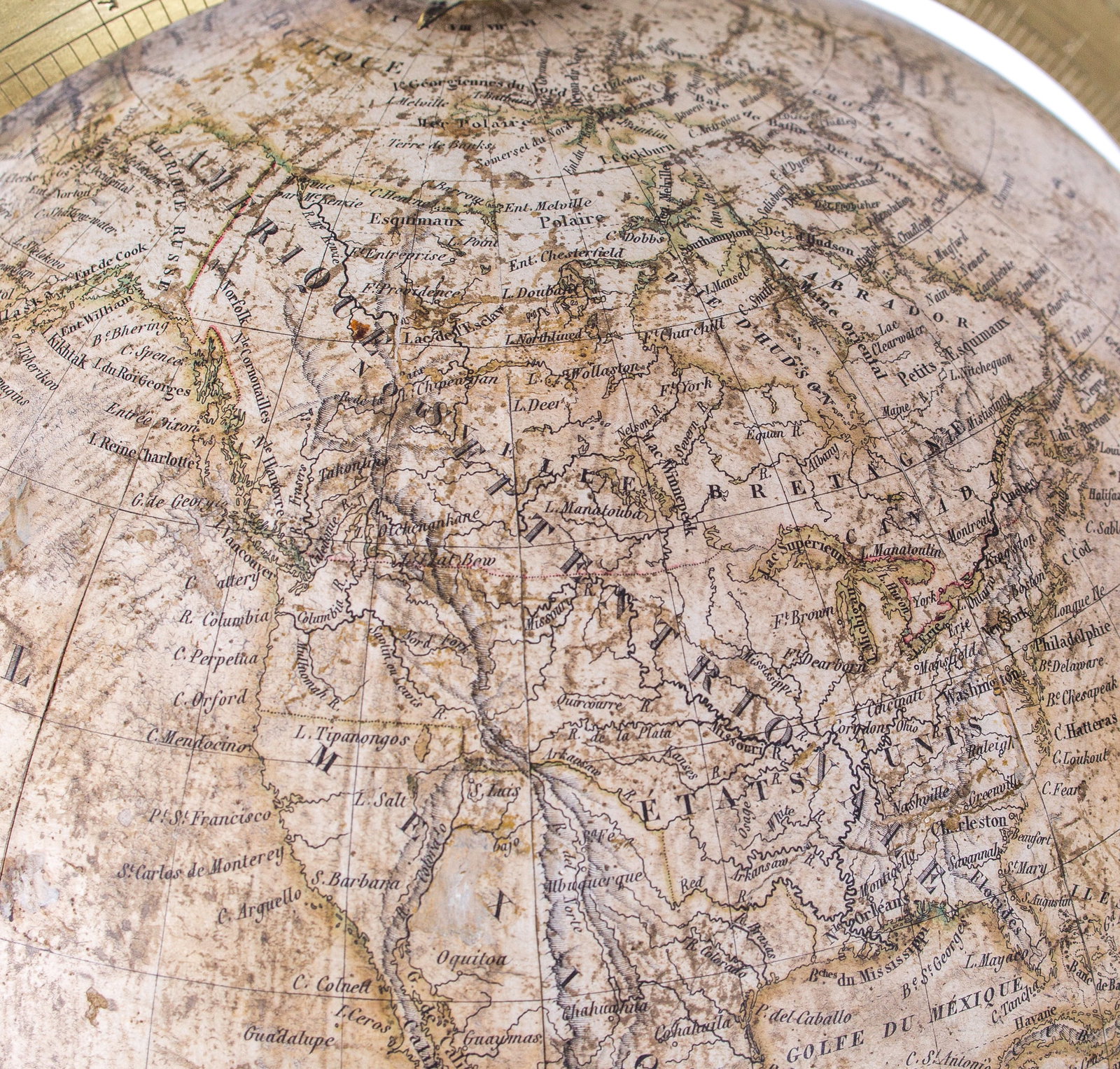 Home / 1831 Charles Dien 14" FRENCH TERRESTRIAL GLOBE ANTIQUE BRASS MERIDIEN - 8