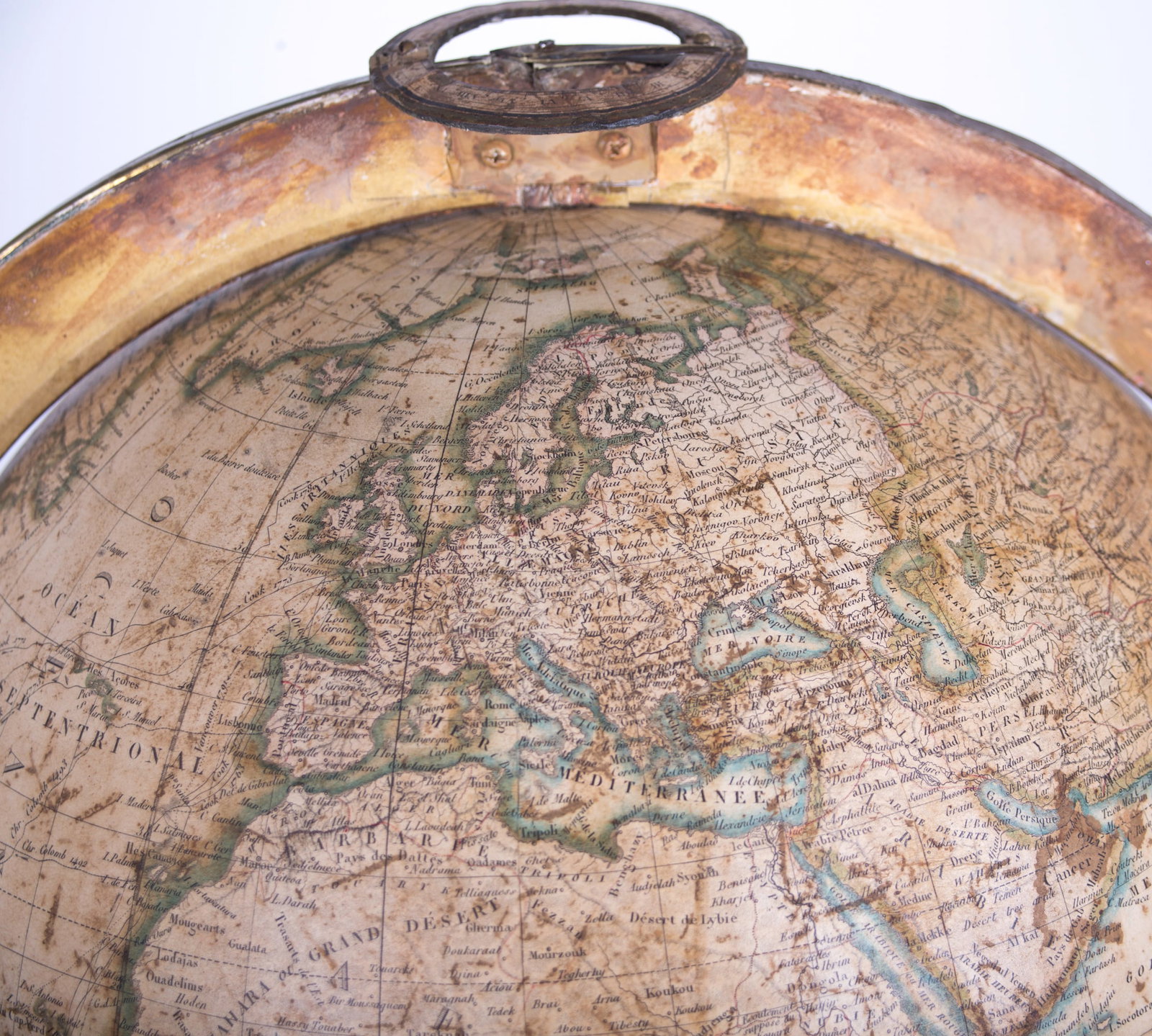 Home / 1820/30 French antique terrestrial globe 12" engraving Lapie geographer - 4