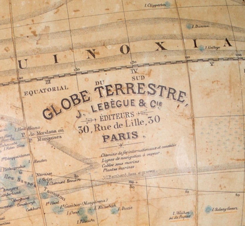 Home / 1880 LEBEGUE 14" Pair FRENCH TERRESTRIAL GLOBE with Celestial globe ANTIQUE - 6