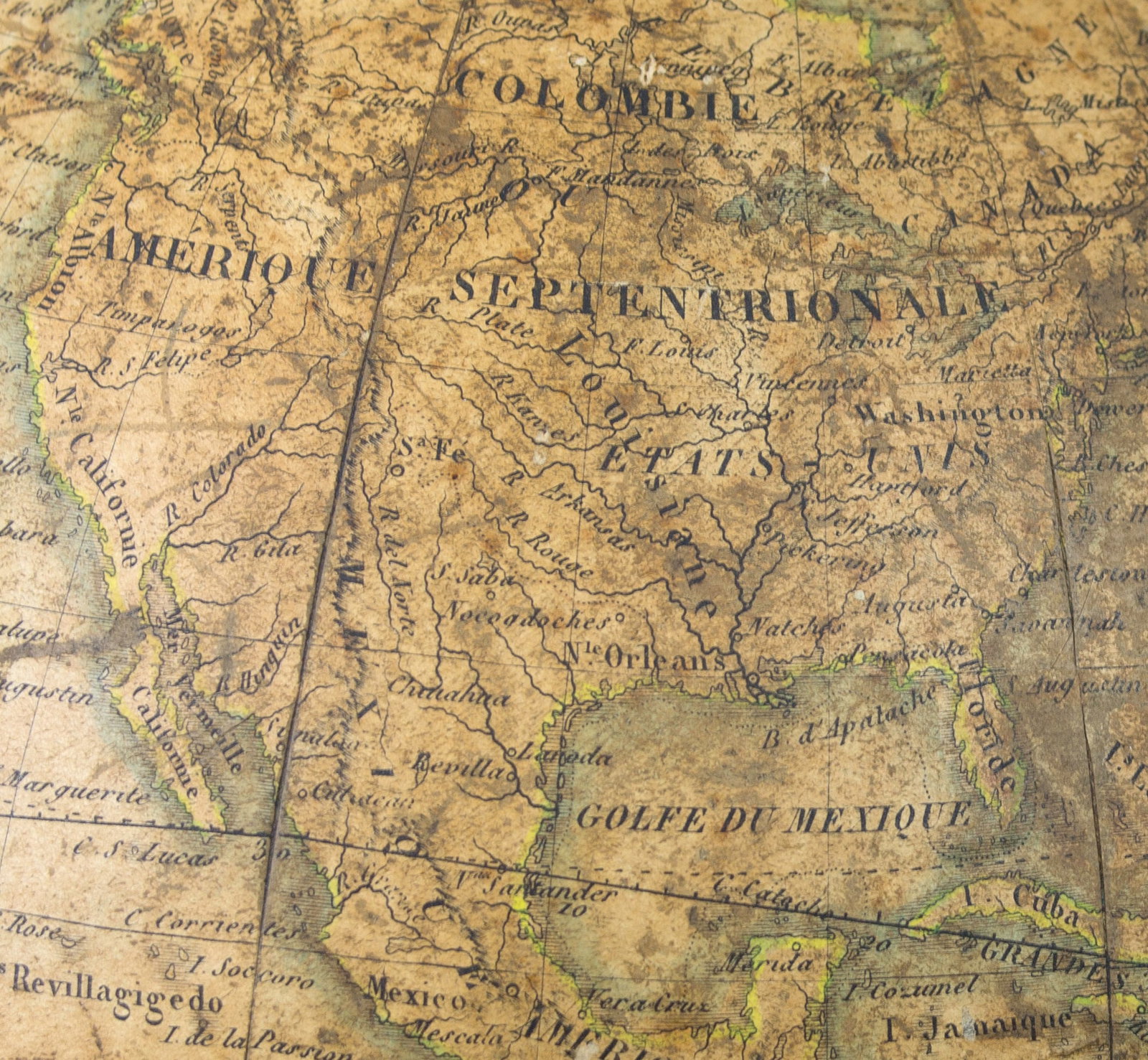 Home / 1830 French antique terrestrial globe 10" cooper engraving Lapie geographer - 2