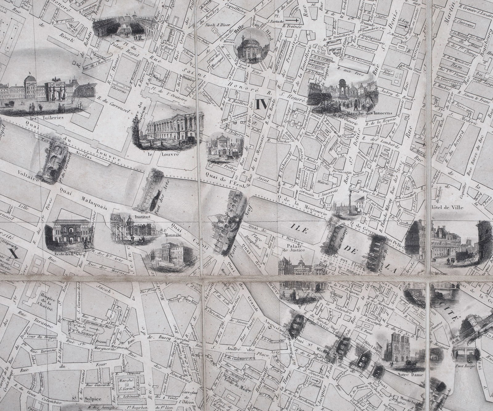 Home / 1840 LARGE FRENCH ANTIQUE MAP OF PARIS Fatout Vuillemin on linen backi - 6