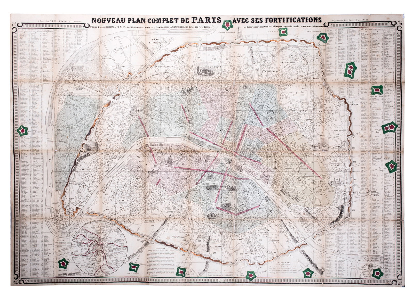 Home / 1858 LARGE FRENCH ANTIQUE MAP OF PARIS Dubreuil Vuillemin on linen backing: 1858 LARGE FRENCH ANTIQUE MAP OF PARIS Dubreuil Vuillemin on linen backing Reserve: $480.00 Shipping: Domestic: Flat-rate of $45.00 to anywhere within the contiguous U.S. International: For