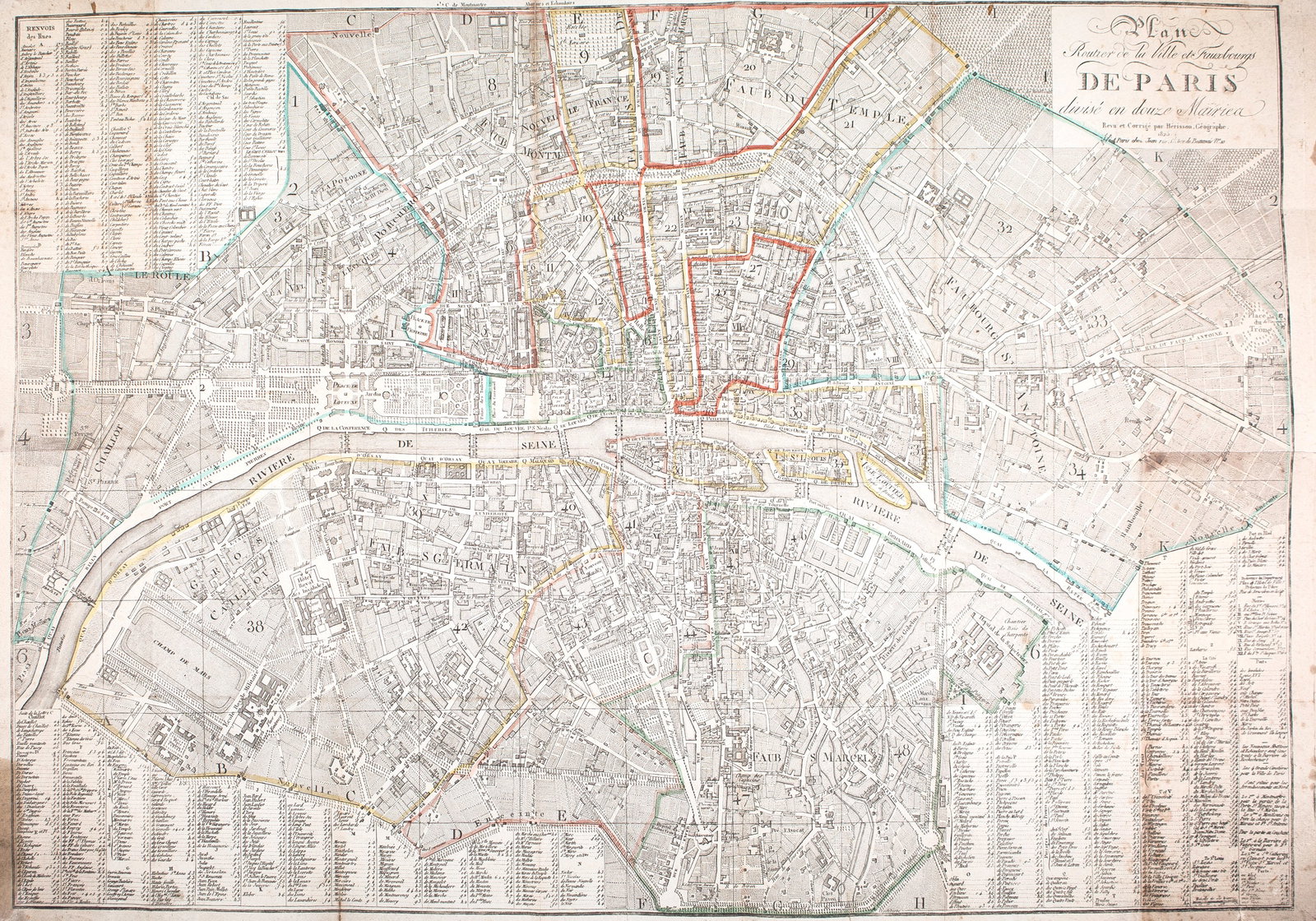 Home / 1825 large French map of Paris plan routier de la Ville et faubourg Herisson - 2