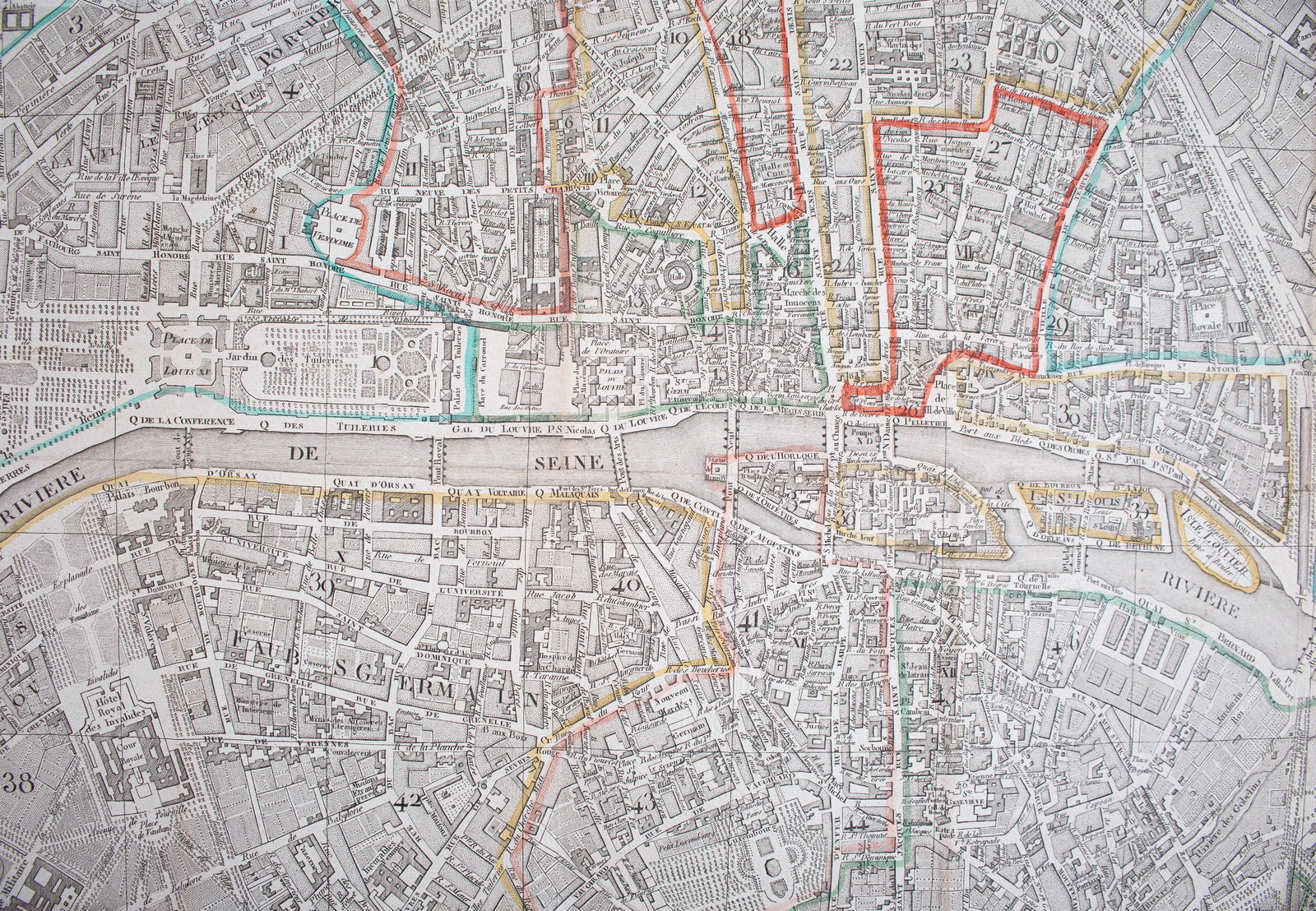 Home / 1825 large French map of Paris plan routier de la Ville et faubourg Herisson - 5