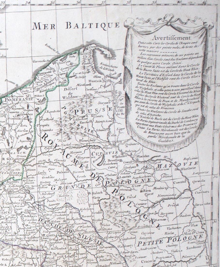 Home / De L'Isle Philippe Buache Engraved cooper map of Germany Allemagne 1788 - 2
