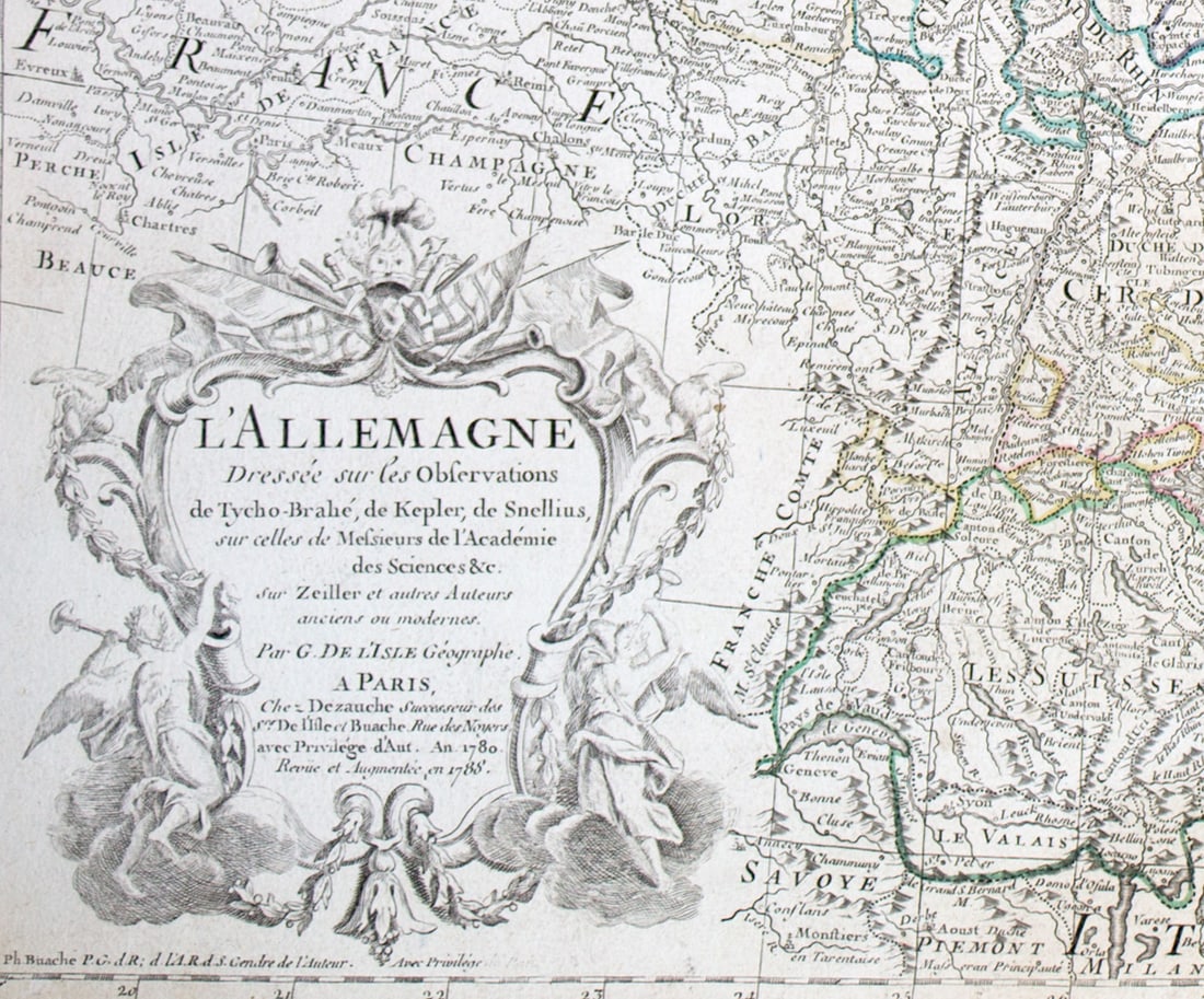 Home / De L'Isle Philippe Buache Engraved cooper map of Germany Allemagne 1788 - 3