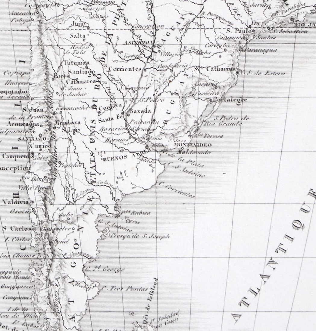 Home / Antique French map of Southern America engraving Charles V. Monin (18..-1880) - 2