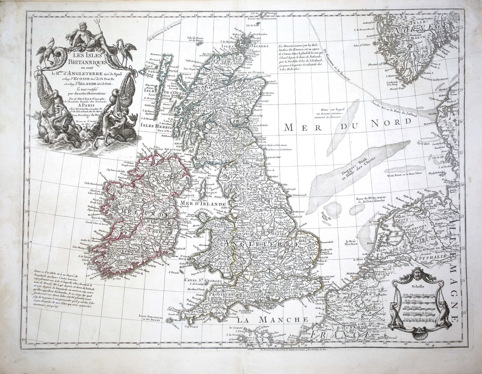 Home / De L'Isle Philippe Buache engraved map of the the British Island 1800 (1 of 4)