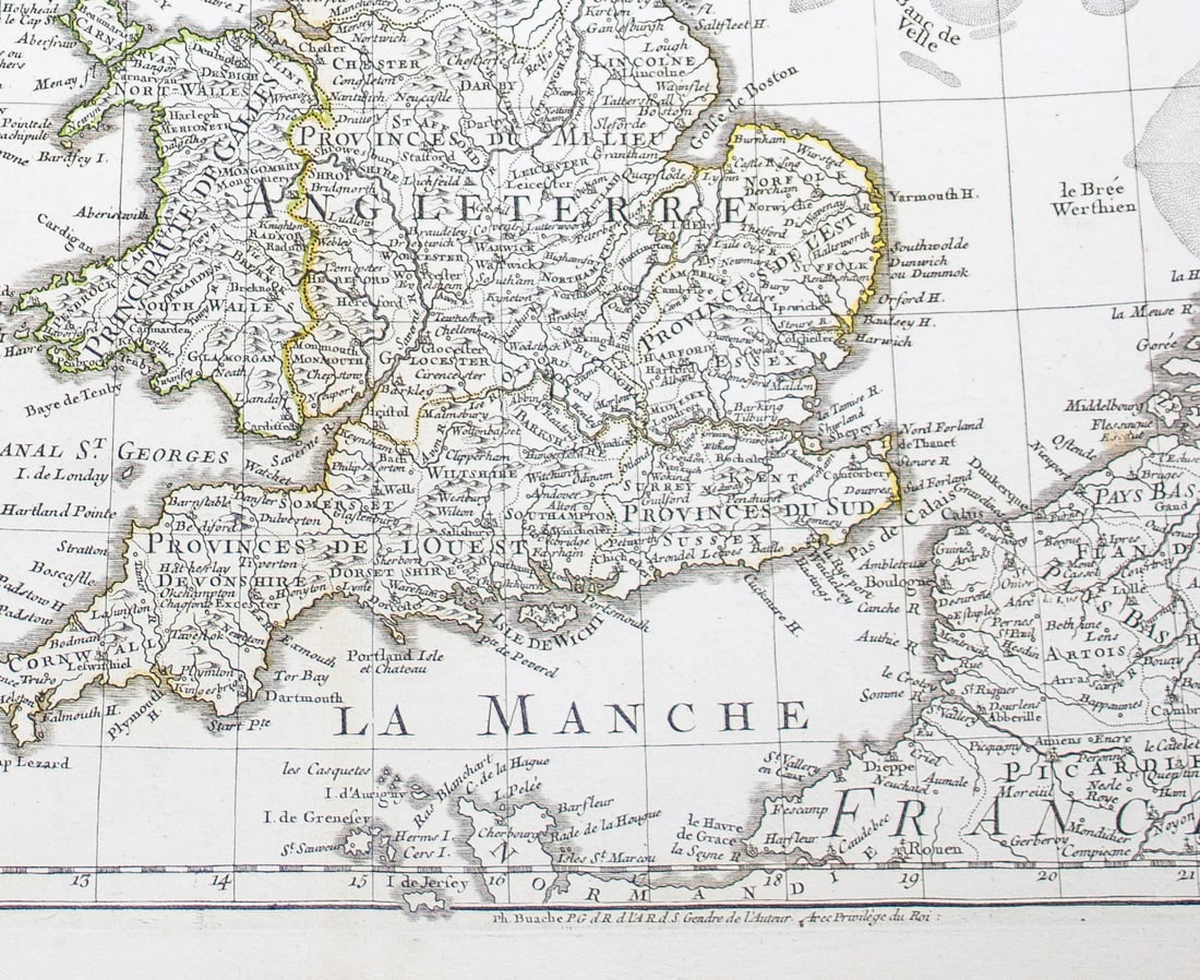 Home / De L'Isle Philippe Buache engraved map of the the British Island 1800 - 3
