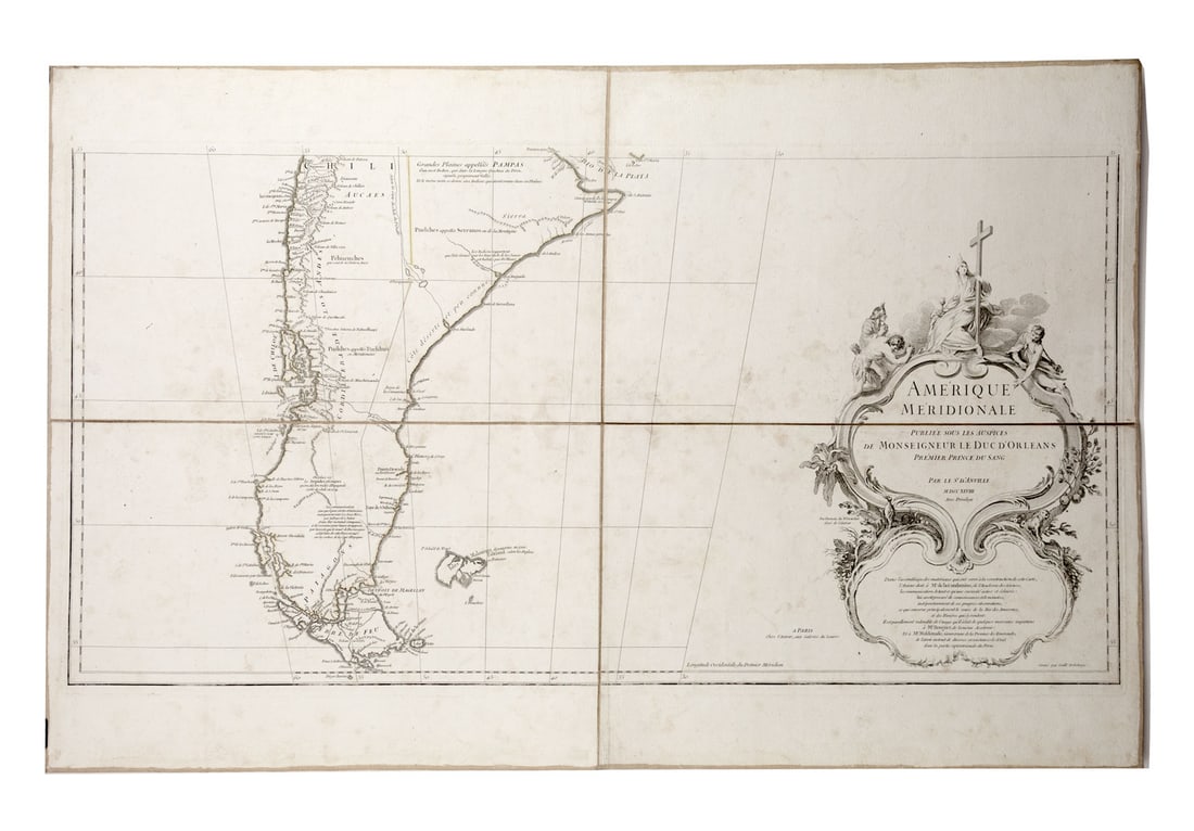 Home / Large Antique French 1748 D'anville Map of South America in a set of 3 - 3