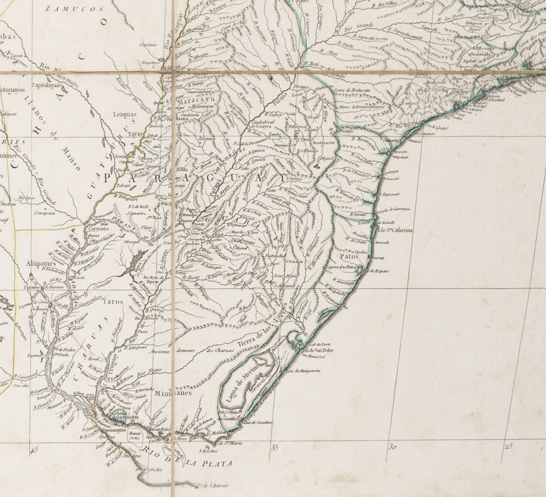 Home / Large Antique French 1748 D'anville Map of South America in a set of 3 - 8