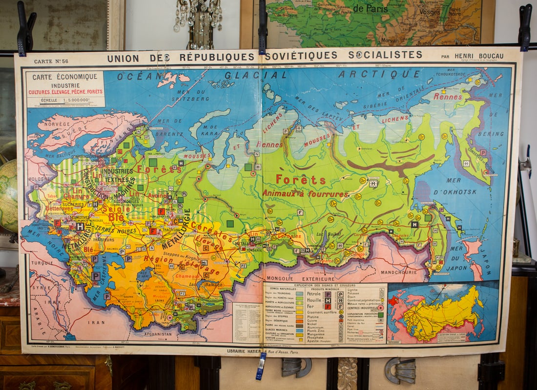 Home / Large French map of the USSR /URSS 1970 school aid Soviet Union - 3