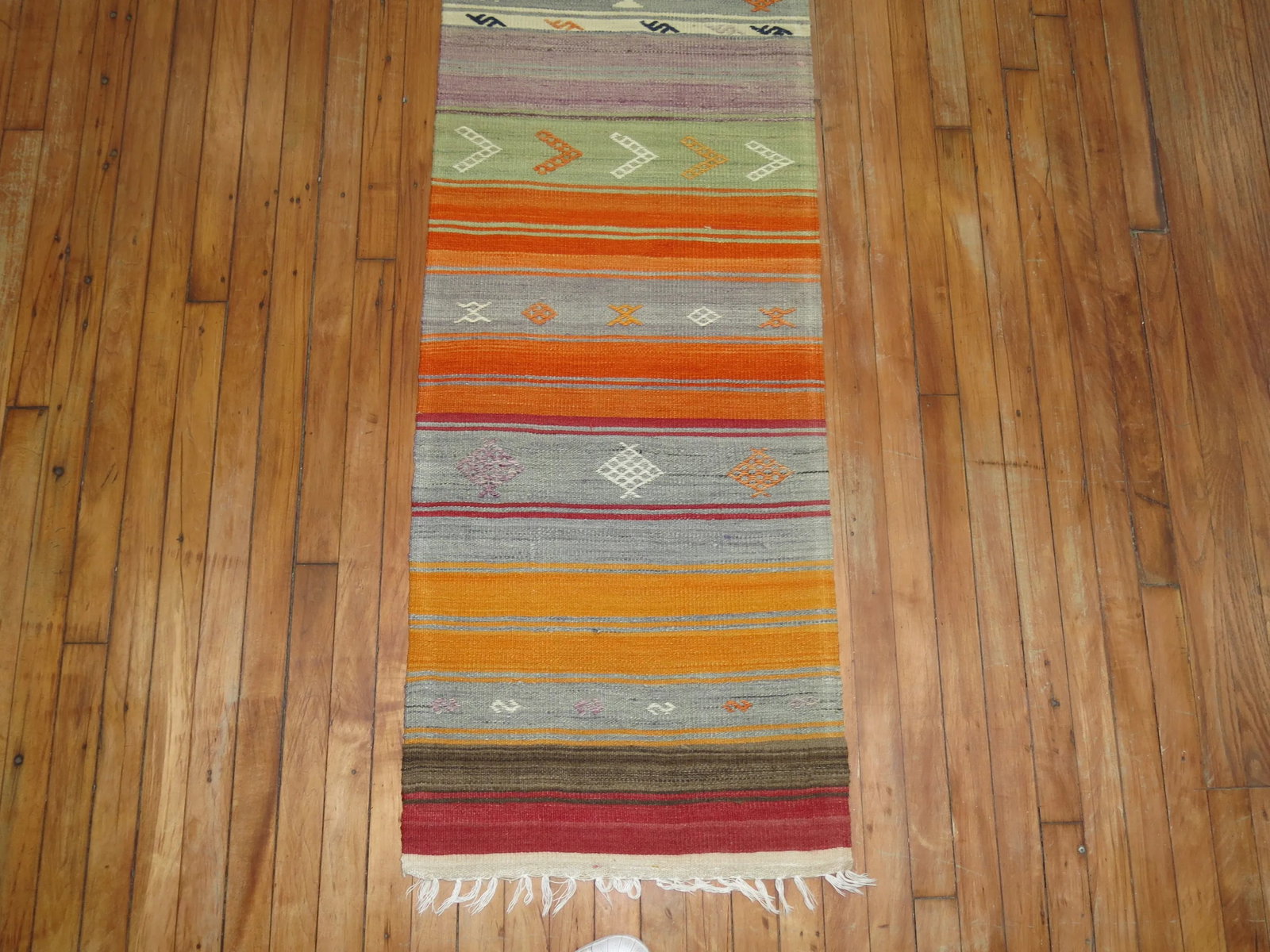 Mid 20th Century Vintage Turkish Kilim Runner, 1'10'' X 17'7'' - 5