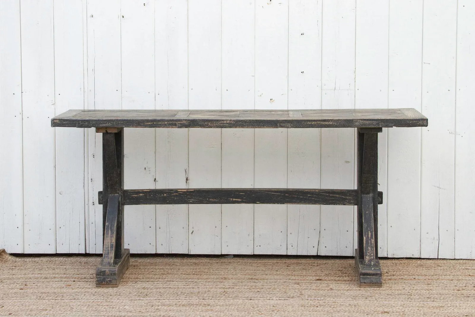 French Parquetry Top Console Table - 3