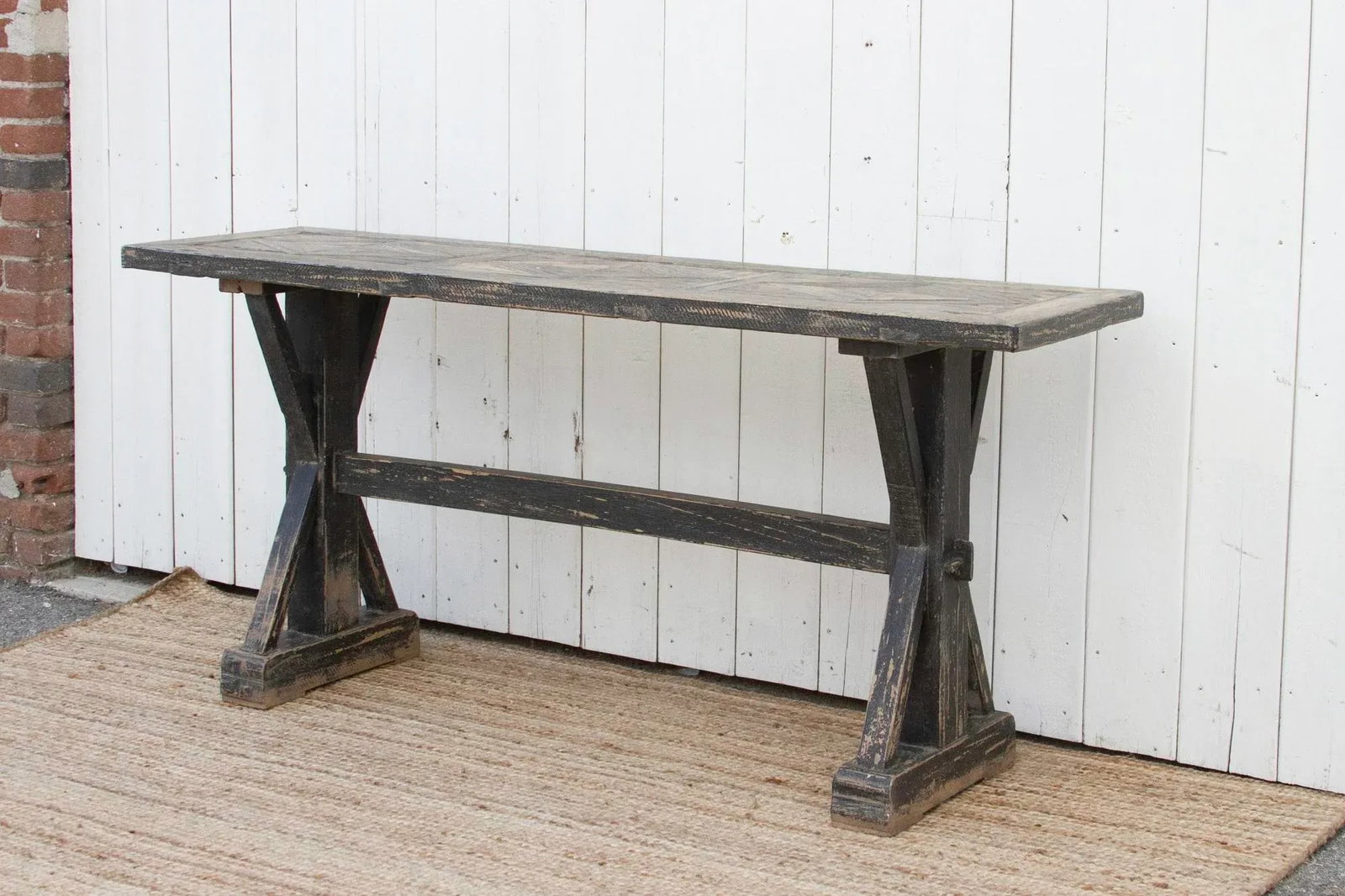 French Parquetry Top Console Table - 5