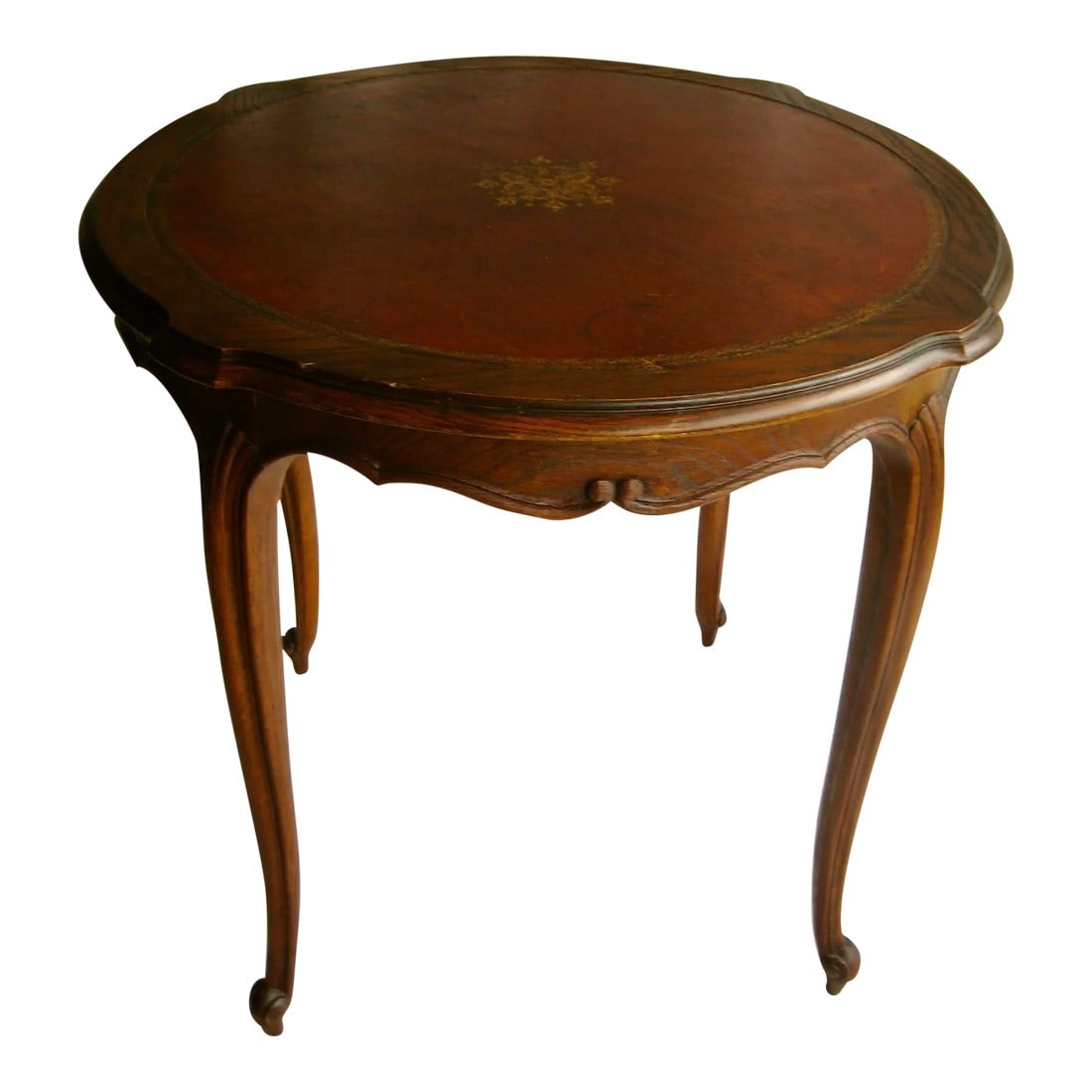 Late 19th Century Louis XV Style Wood and Leather Top Table (1 of 11)