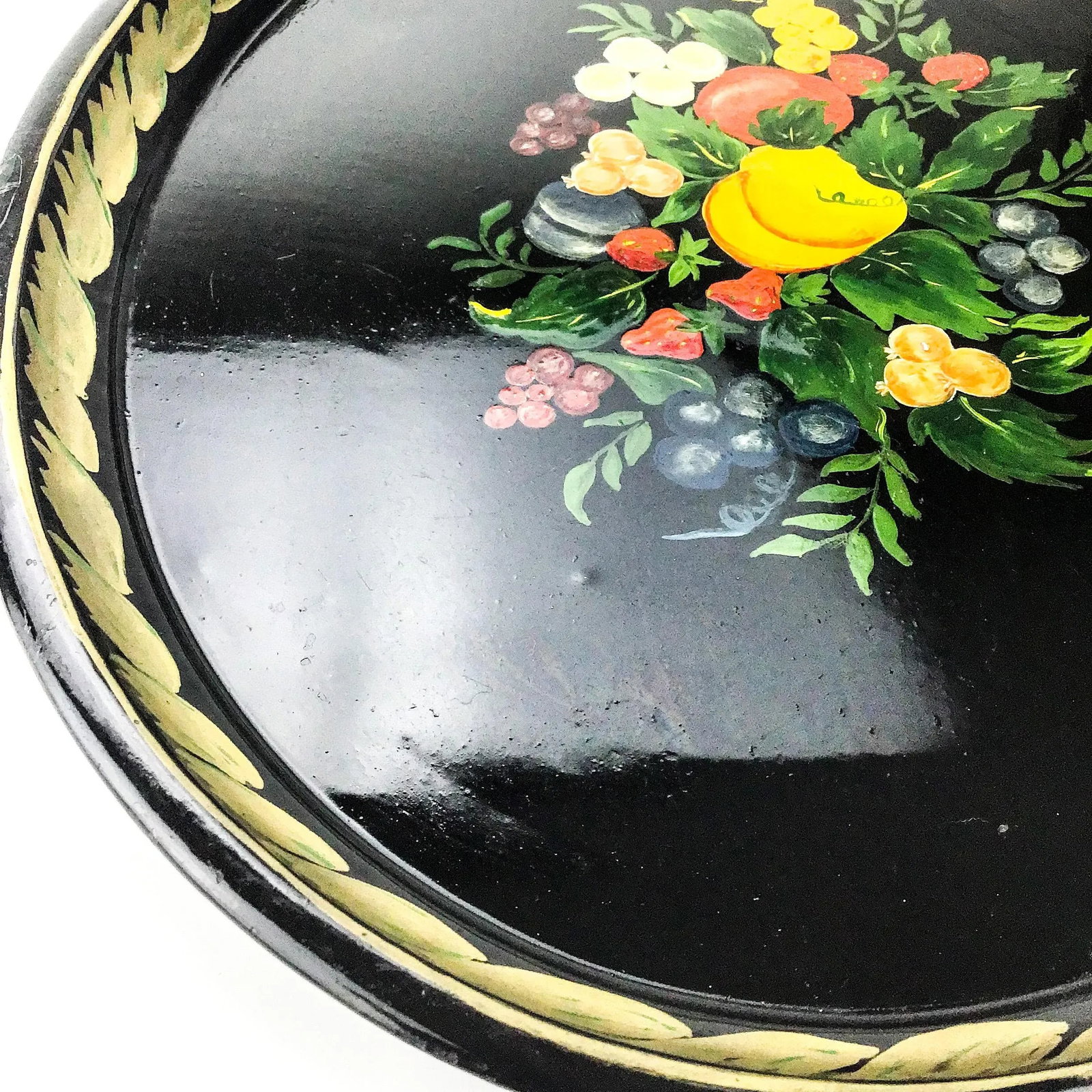 Large Hand Painted Metal Toleware Serving Tray - 9