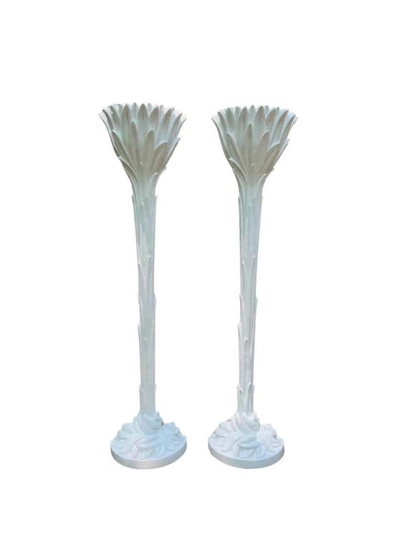 Serge Roche (French, 1898-1988) Pair Vintage Palm Tree Torchiere Lamps - 12