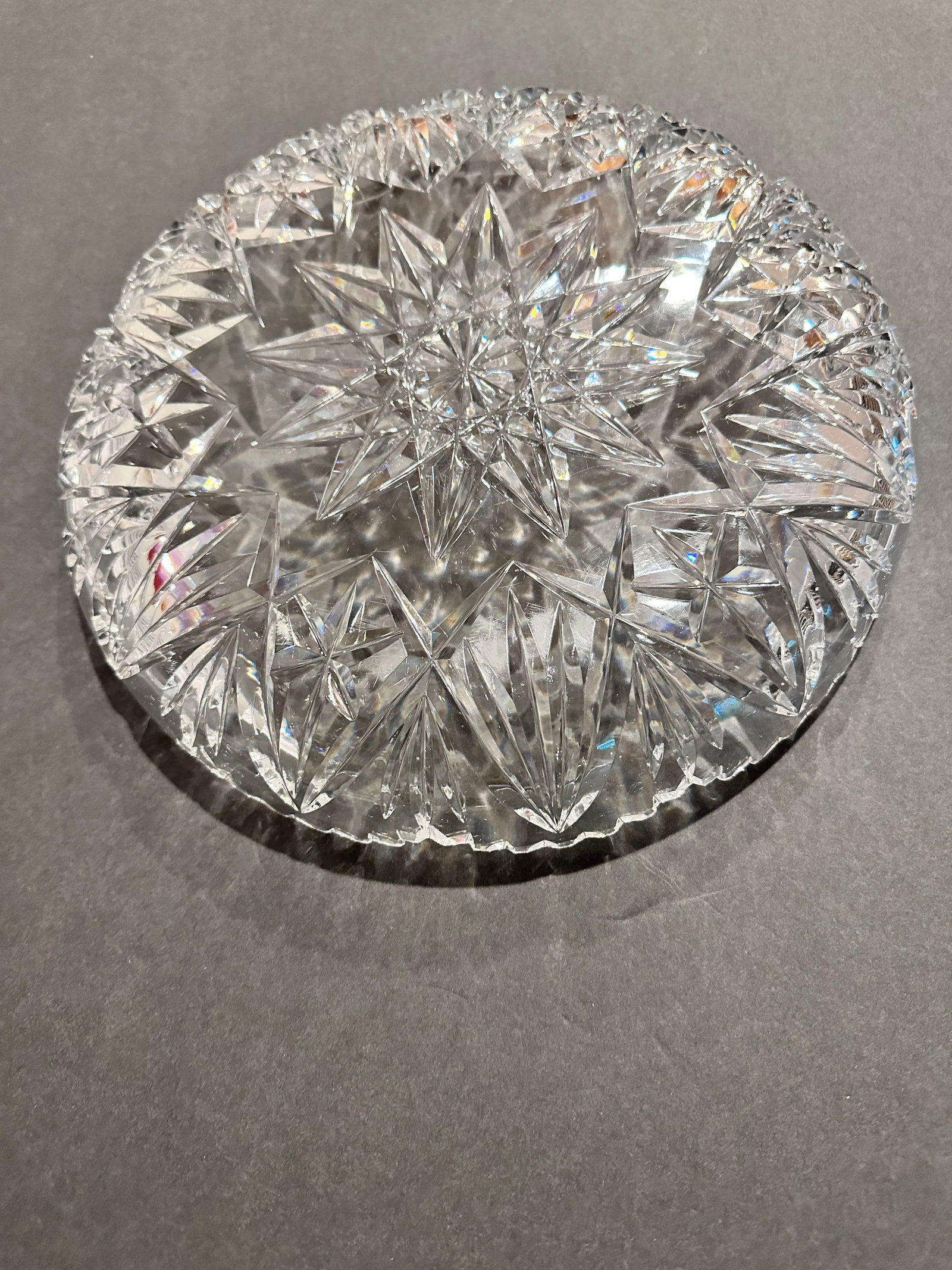 Antique American Brilliant Period Cut Crystal Platter - 7