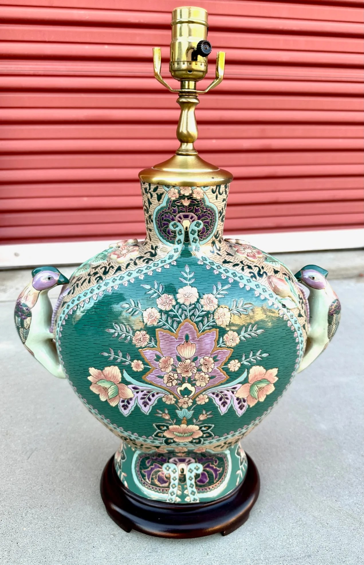 Antique Chinese Porcelain Table Lamp W/Floral-Bird Motif - 2