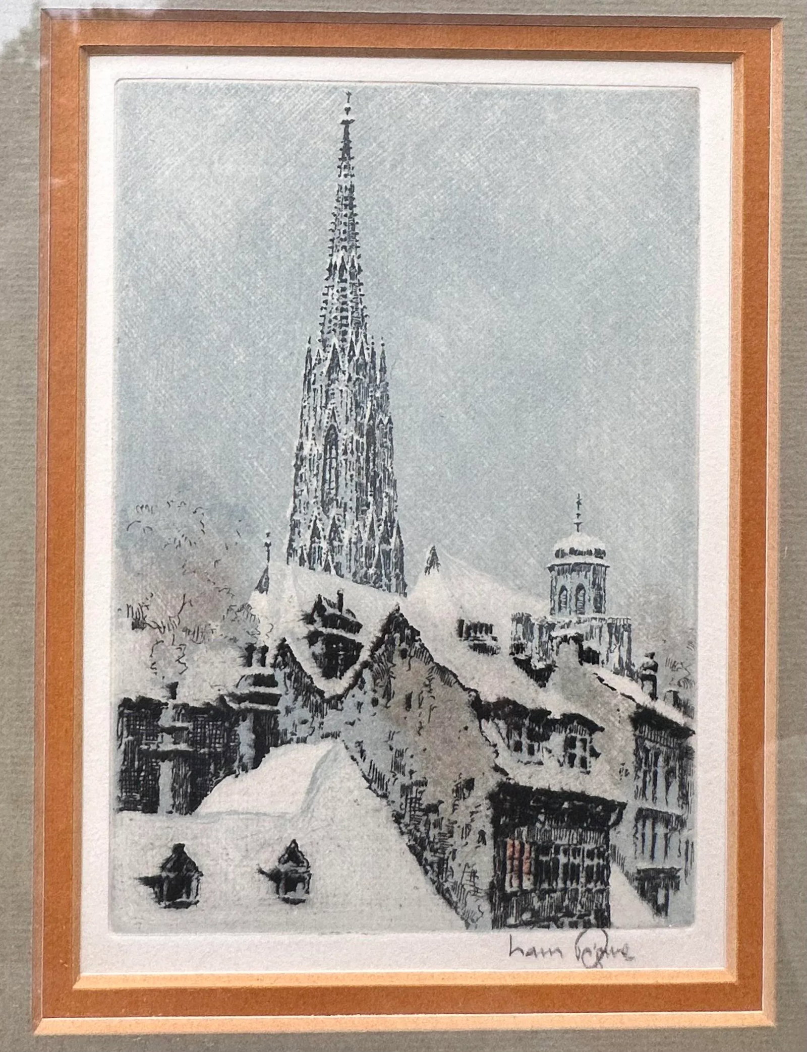 Early 20th Century Hans Figura Signed Color Etching Mozart's House and St. Stephen's Cathedral V - 2
