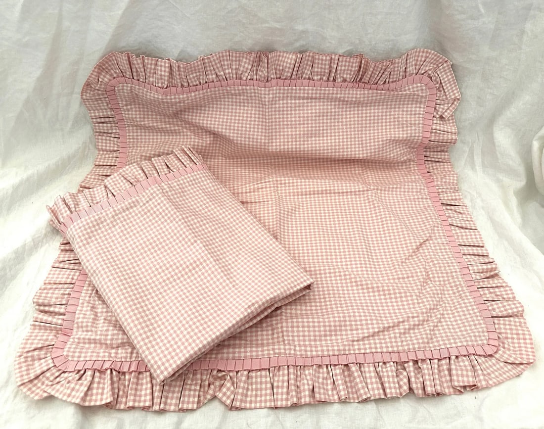 Jane Wilner Haute Couture Gingham Ruffle Euro Shams-A Set - 2