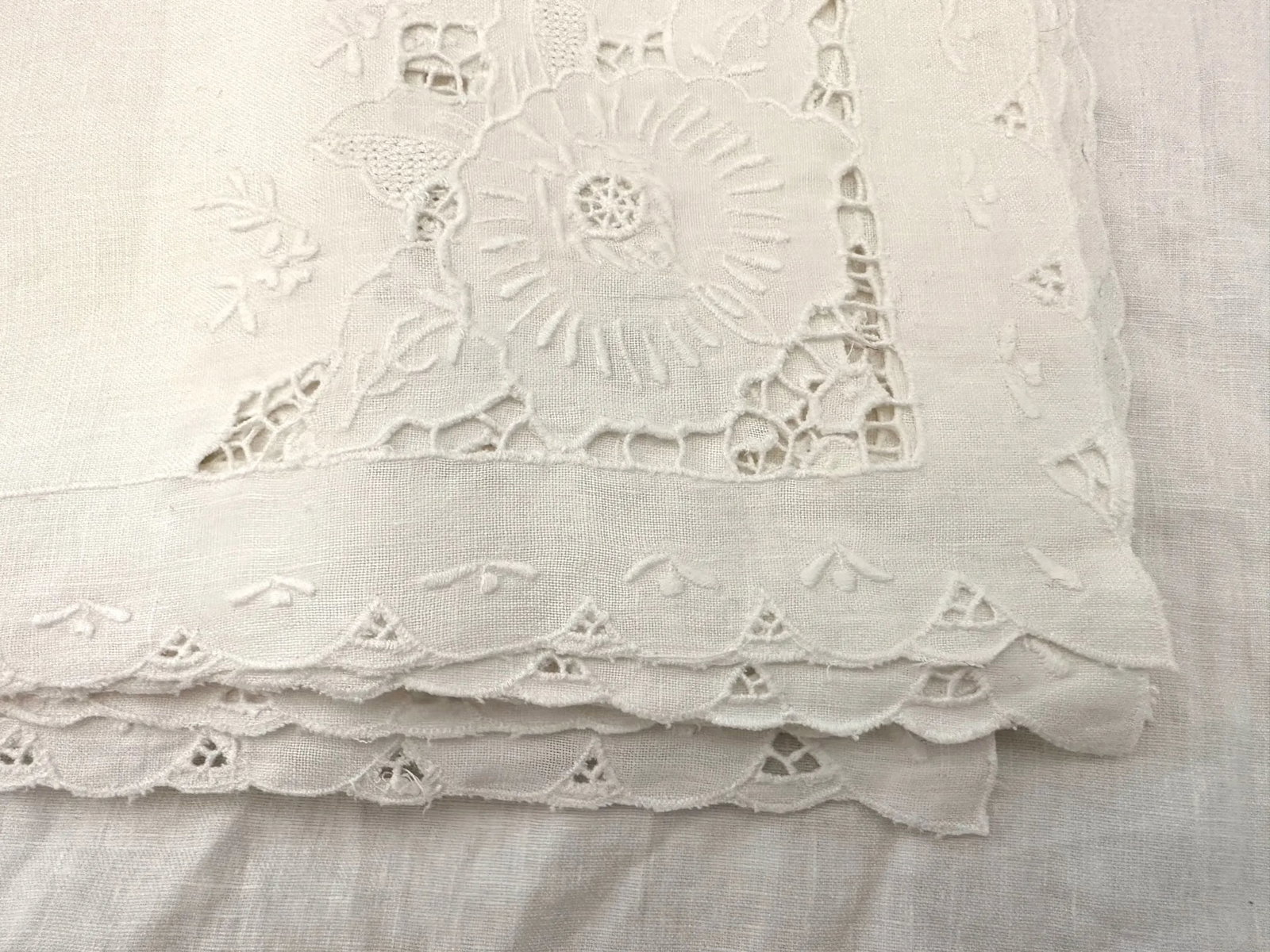 Handmade Linen Embroidered Dinner Napkins-A Set - 2