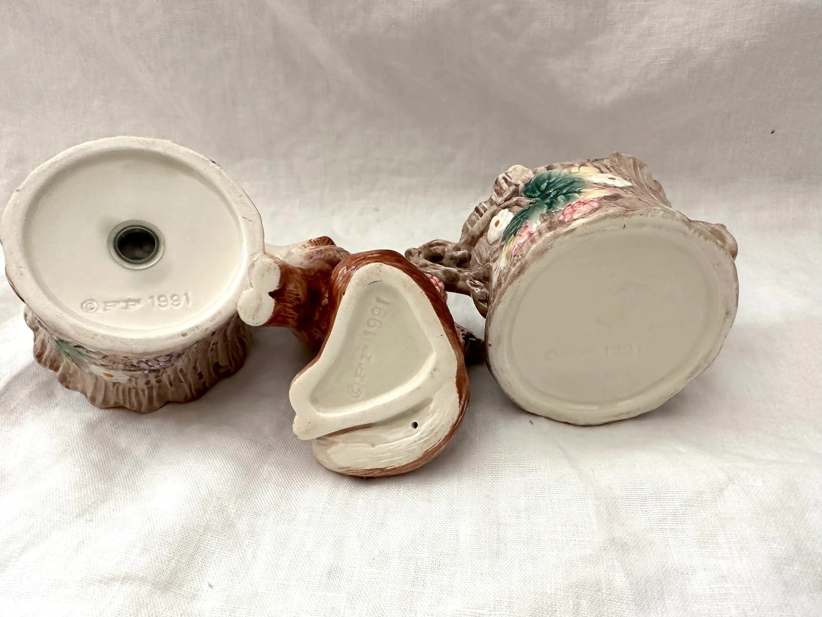 Fitz and Floyd Fox Cream/Sugar & Salt/Pepper Set - 3