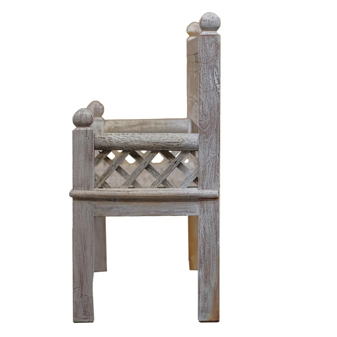 Farmhouse Style White Distressed Finished 3-Seater Solid Wood Bench - 4