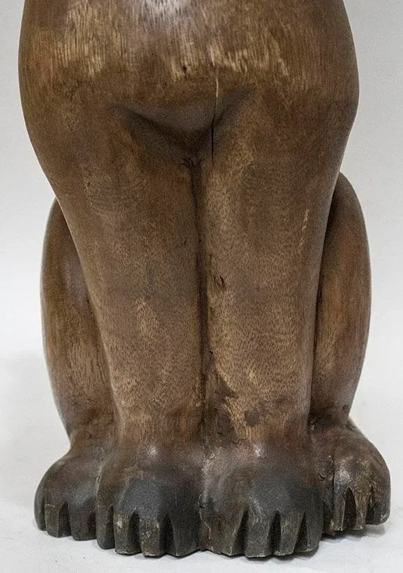 Primitive Carved Wooden Cat Sculpture - Folk Art - 8