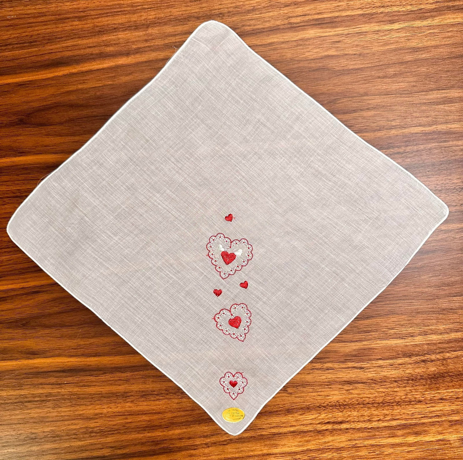 Mid 20th Century Vintage Burmel Original Cotton Embroidered Handkerchiefs Set of 3 - 6