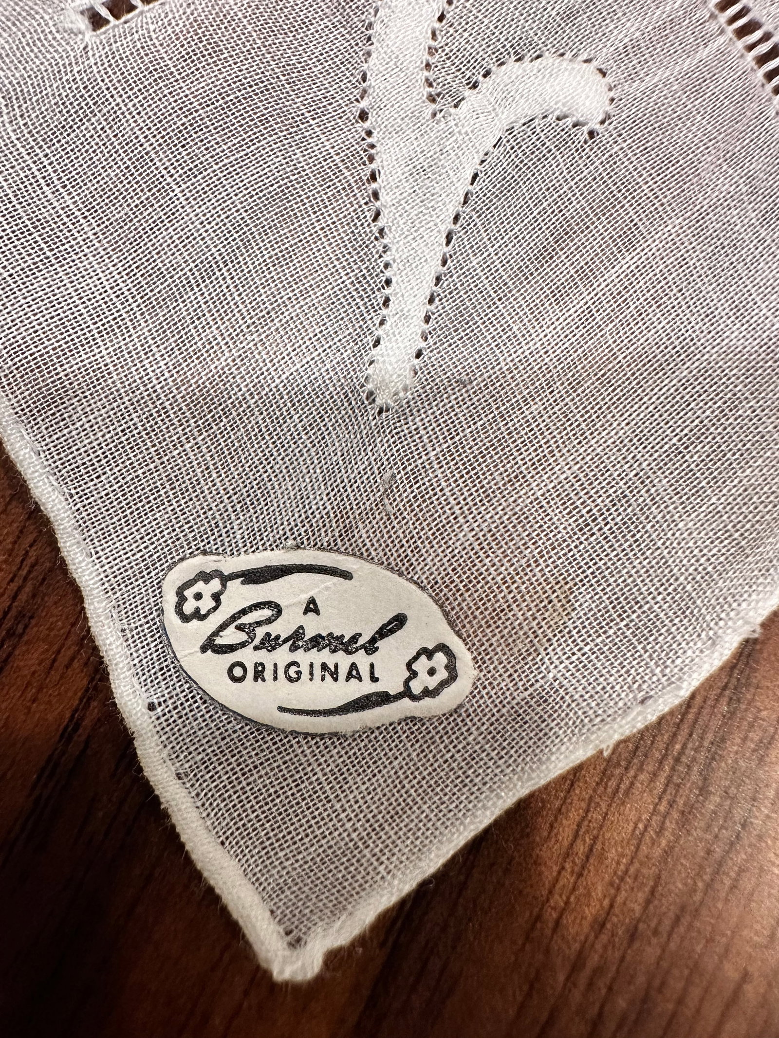 Mid 20th Century Vintage Burmel Original Cotton Embroidered Handkerchiefs Set of 3 - 9