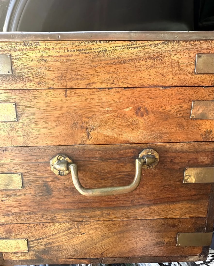 Antique Camphorwood Chest With Brass Trim - 4